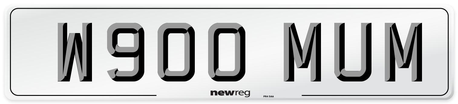 W900 MUM Number Plate from New Reg
